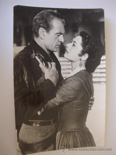 Cine: ANTIGUA POSTAL CINE ACTOR Y ACTRIZ ORIGINAL a&ntilde;os 40/50. GARY COOPER Y RUTH ROMAN EN DALLAS