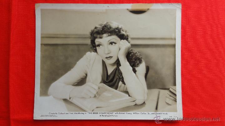 Cinema: claudette colbert, fotograf&iacute;a americana blanco/negro, con sello fotografia industrial cobas