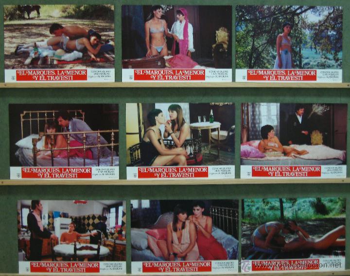 Kino: WB25 EL MARQUES LA MENOR Y EL TRAVESTI CONCHA VALERO LINA MEERLAN SET 9 FOTOCROMOS ORIGINAL ESTRENO