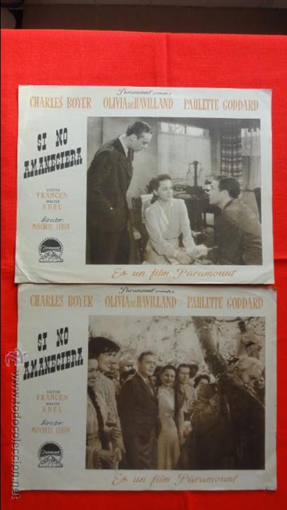 Kino: si no amaneciera, 13 fotocromos paramount, charles boyer olivia de havilland paulette godgard