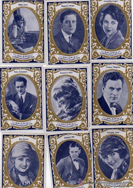 Cine: Colecci&oacute;n completa de 20 cromos de la Galeria Cinematogr&aacute;fica. Serie B. Artistas de cine