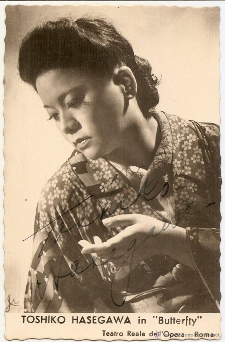 Cin&eacute;ma: Toshiko Hasegawa en Butterfly. Opera. Postal con aut&oacute;grafo original
