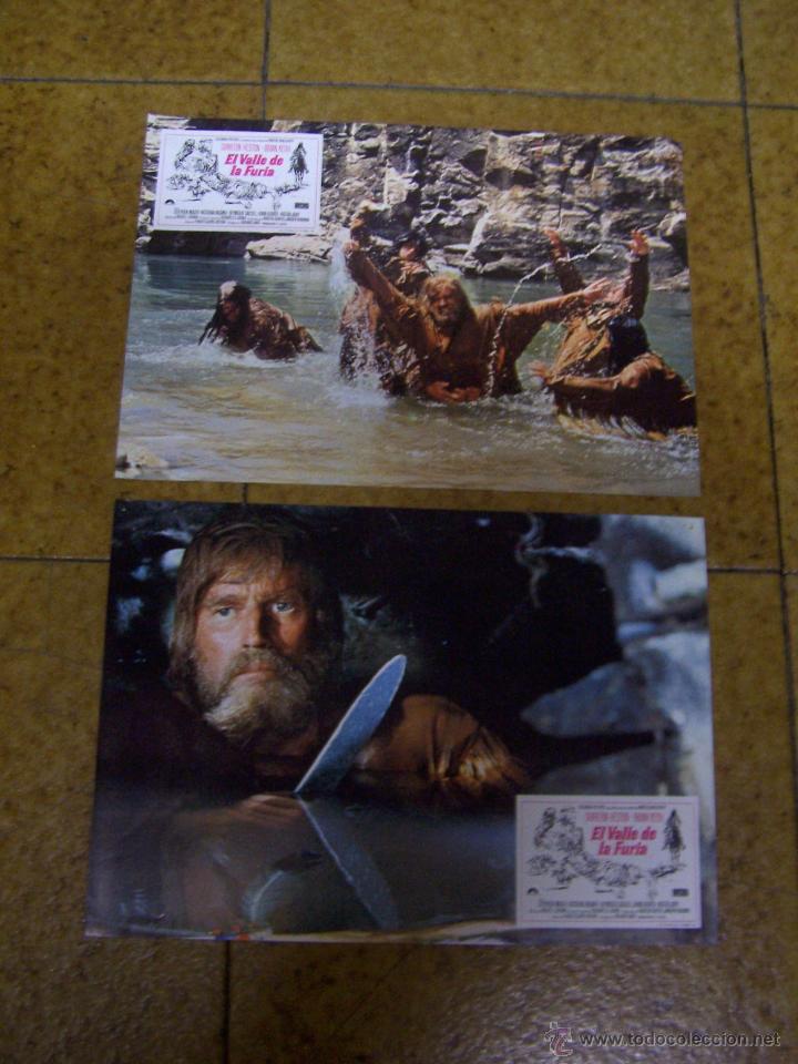 Cine: El valle de la furia Charlton Heston, 2 fotocromos cartelera
