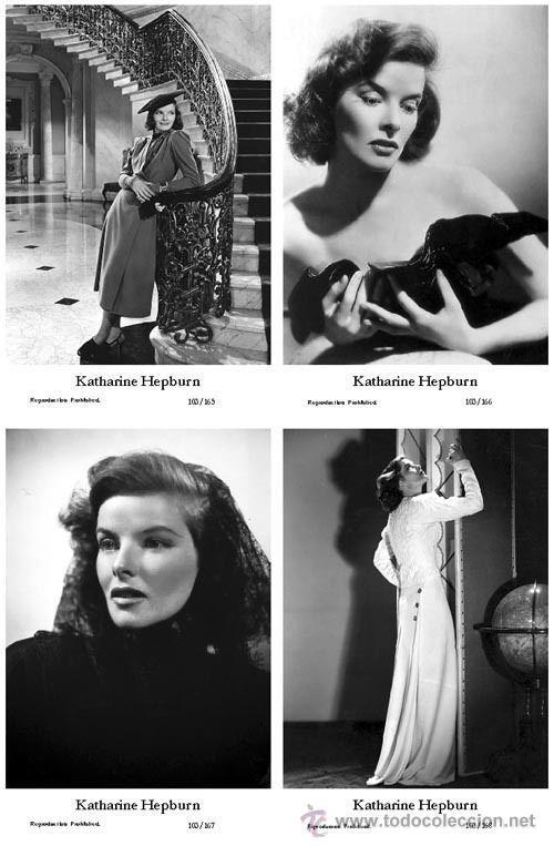 2 vintage photo postcards Katharine Hepburn movie star 