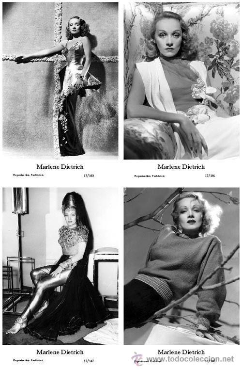 Cine: MARLENE DIETRICH - Film star Pin Up - Publisher Swiftsure Postcards 2000 SET 145-48