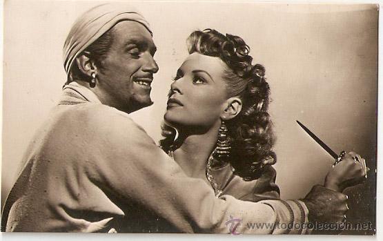Cine: Douglas Fairbanks y Maureen O'Hara. 4068. Archivo Bermejo. 8,5 x 13,6 cms. escrita . Vell i Bell