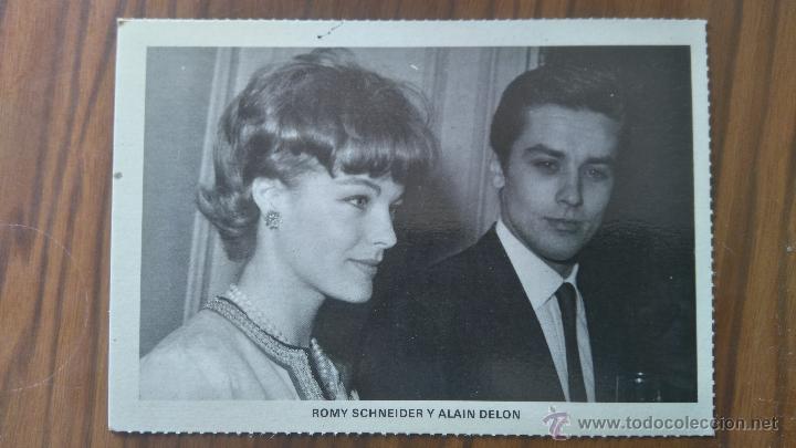 Cine: ROMY SCHNEIDER Y ALAIN DELON. POSTAL. PRODUCTOS COMPACTOS. A&Ntilde;OS 90. NO CIRCULADA