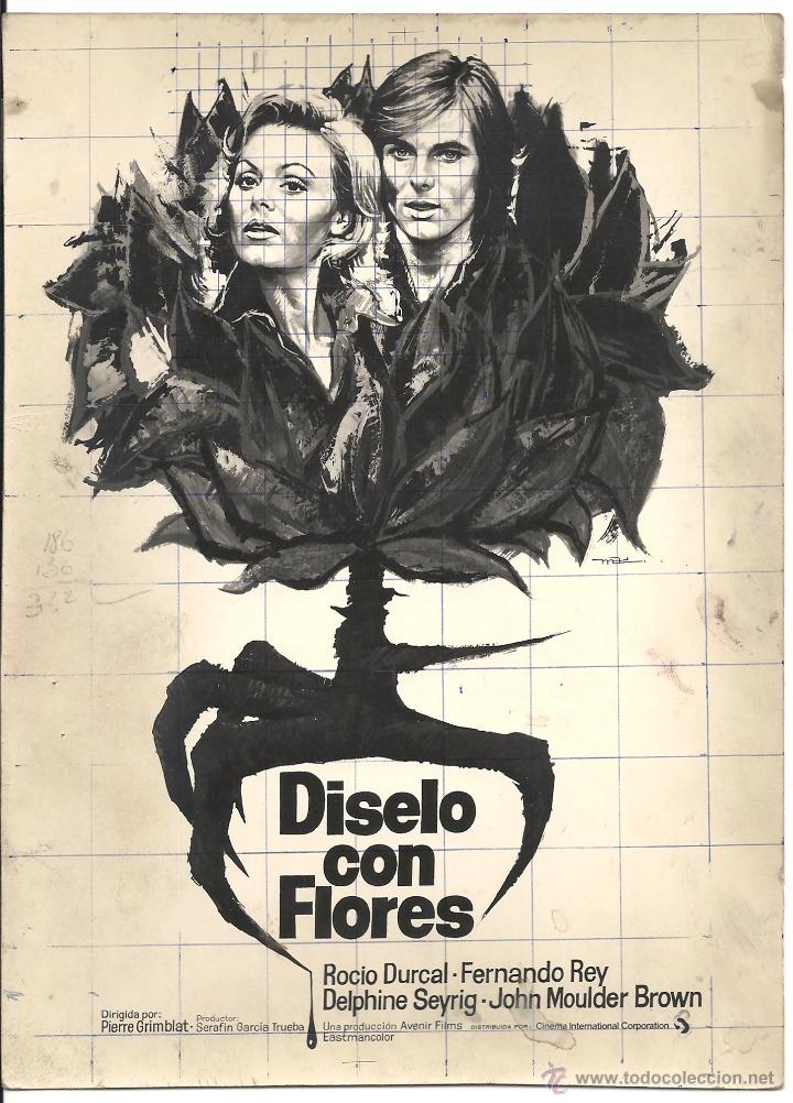 Cine: F22786 DISELO CON FLORES ROCIO DURCAL FERNANDO REY FOTO ORIGINAL B/N ESPA&Ntilde;OLA