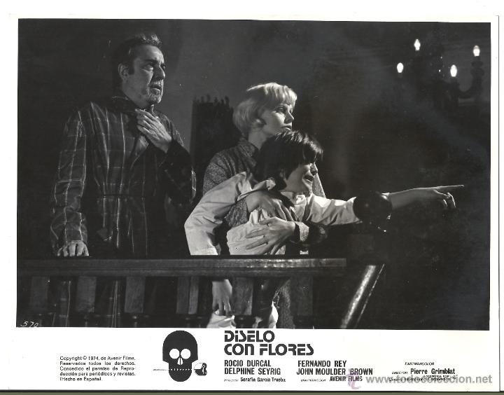 Cine: F22787 ROCIO DURCAL FERNANDO REY DISELO CON FLORES FOTO ORIGINAL B/N ESPA&Ntilde;OLA