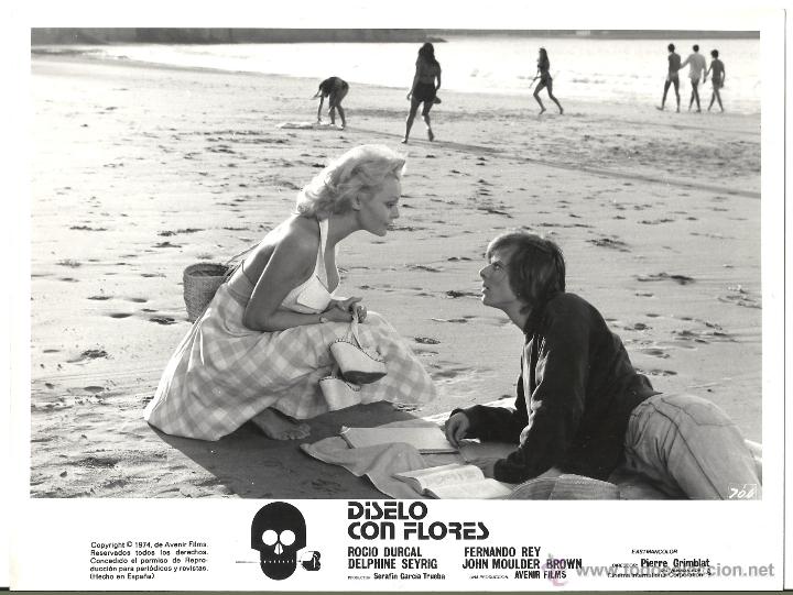 Cine: F22788 ROCIO DURCAL JOHN MOULDER BROWN DISELO CON FLORES FOTO ORIGINAL B/N ESPA&Ntilde;OLA