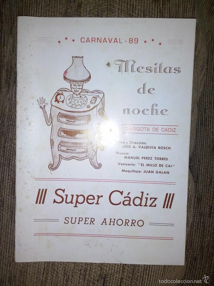 Cine: carnaval de cadiz libreto  chirigota mesitas de noche 1989