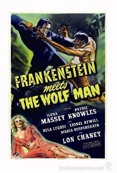 Cine: Affiche du Film - Frankenstein Meets the Wolf Man, 1943 - POSTCARD RP (26) - Size: 15x10 cm. aprox.
