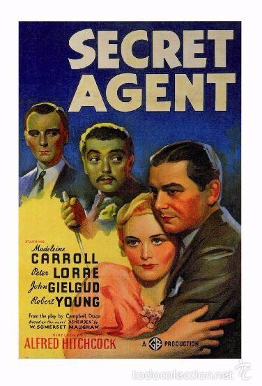 Cine: Affiche du Film - Secret agent (1936) - Alfred Hitchcock - POSTCARD RP (69) - Size: 15x10 cm. aprox.