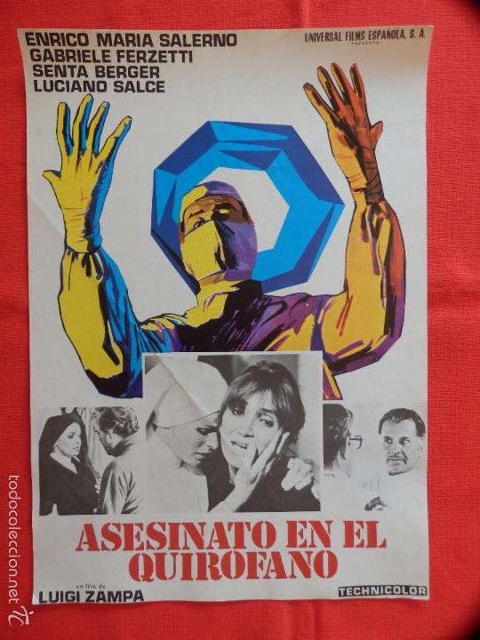 Cinema: asesinato en el quirofano, fotocromo 24x34,5 cms. cartoncillo fino, enrico maria salermo g. ferzetti