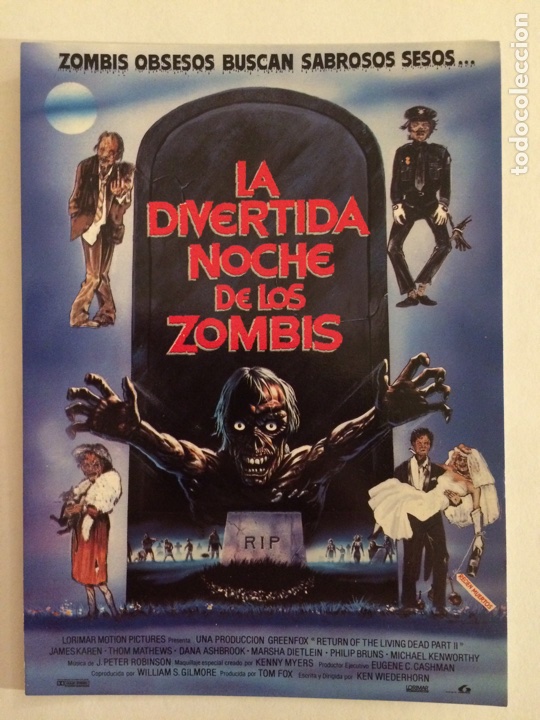 Cine: Postal pel&iacute;cula LA DIVERTIDA NOCHE DE LOS ZOMBIS (Return of the Living Dead: Part II) Ken Wiederhorn