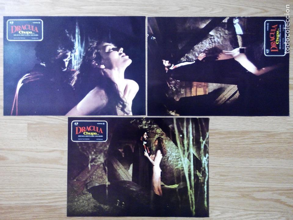 Cine: Dracula chupa - 3 Fotocromos/Lobby cards ORIGINAL cine S (F1)