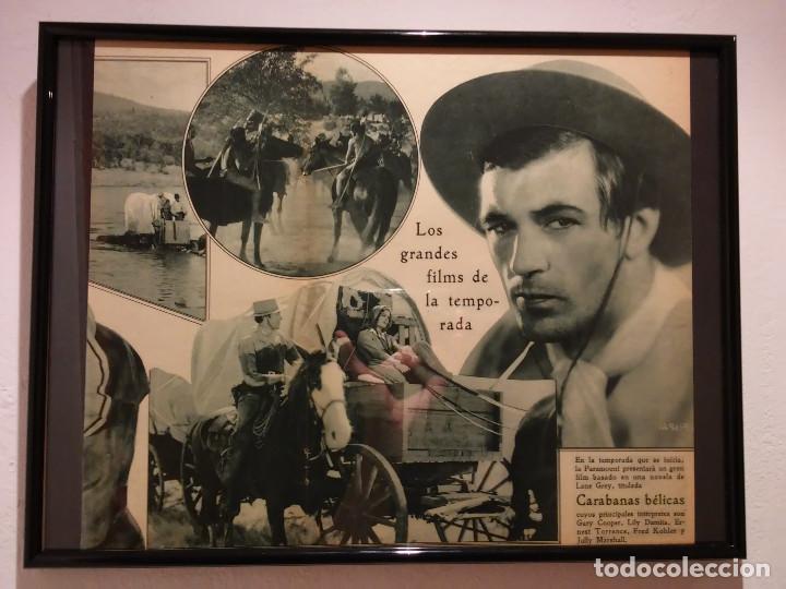 Cine: ANTIGUO ANUNCIO ENCARTONADO -30*40- CARAVANAS BELICAS - GARY COOPER -Fighting Caravans - WESTERN