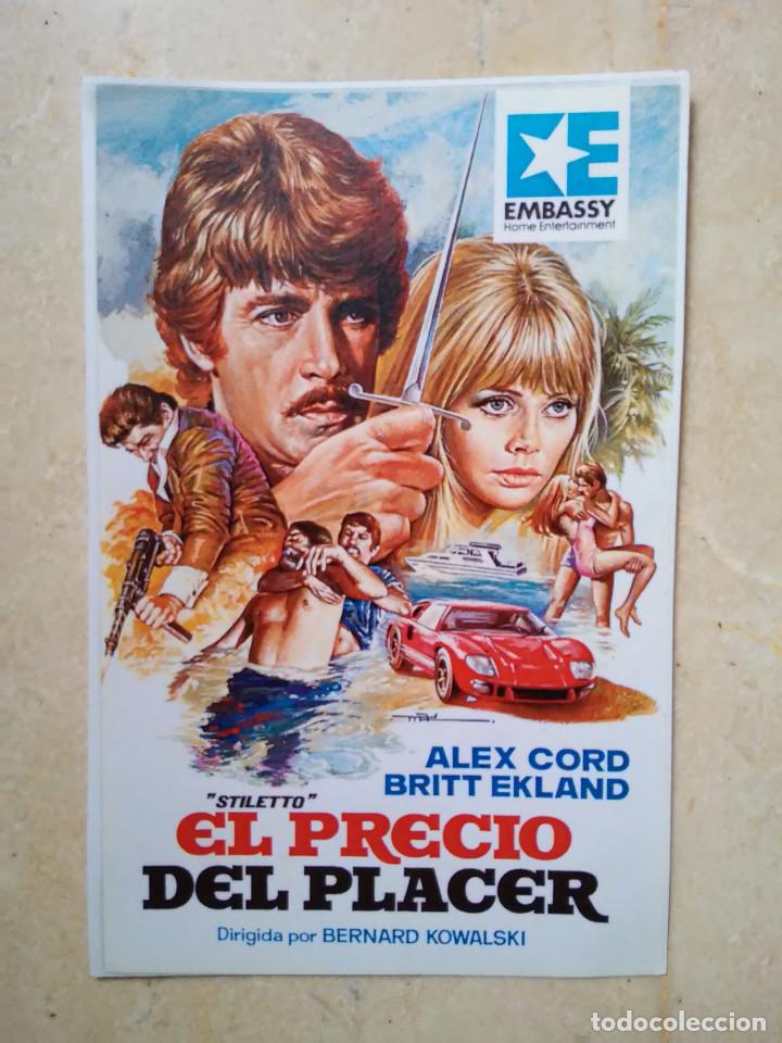 Cine: IMPRESO PAPEL -9*13- EL PRECIO DEL PLACER - BRITT EKLAND - ALEX CORD - DISE&Ntilde;O MAC