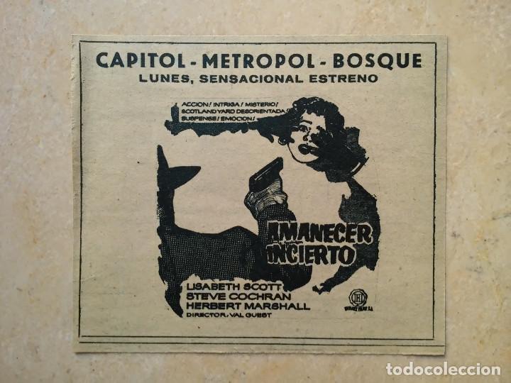 Cine: TARJETA ACARTONADA -9*13 - AMANECER INCIERTO - LIZABETH SCOTT - CINE NEGRO - capitol