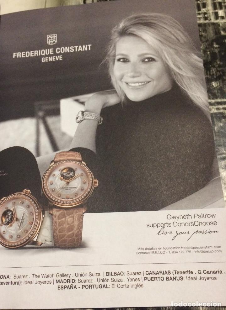 Cine: Publicidad en prensa de Frederique Constant, con la actriz Gwyneth Paltrow. Enmarcable.
