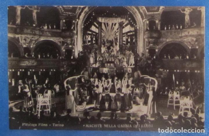 Cine: POSTAL PEL&Iacute;CULA MACISTE NELLA GABBIA DEI LEONI. PITTALUGA FILMS, TORINO. ED. A TRALDI. MILANO, 1926.