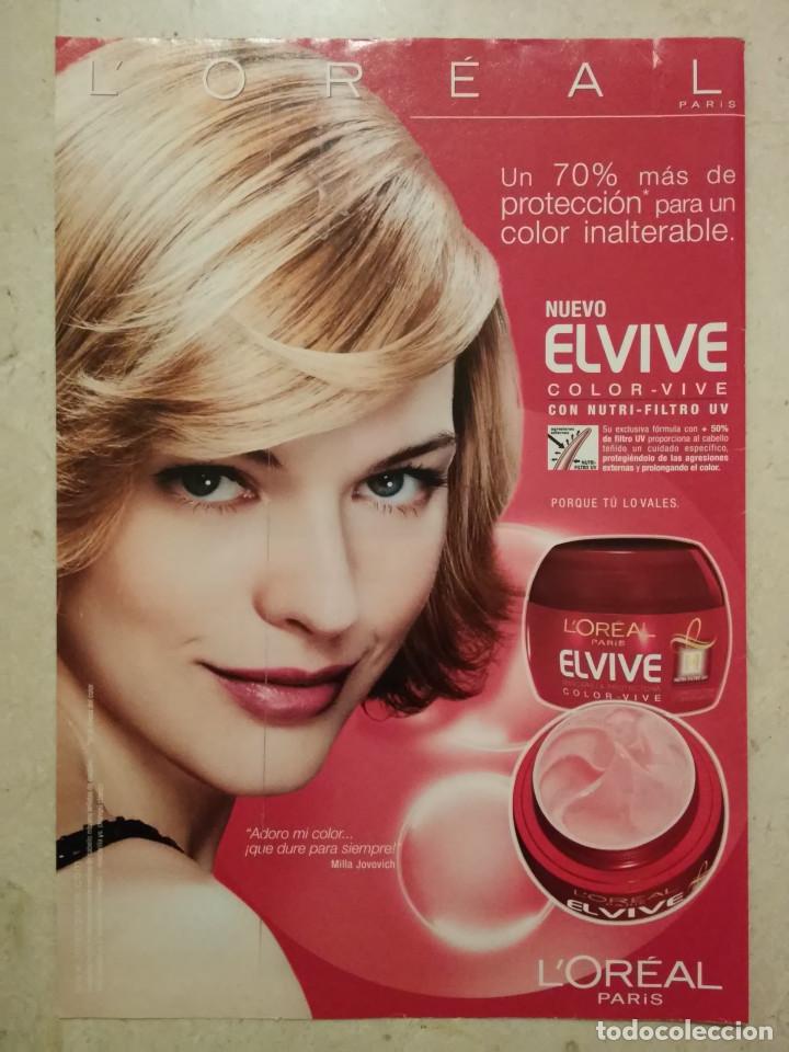 Cine: ANUNCIO ACARTONADO -A4- Milla Jovovich - PUBLICIDAD LAMINA - L'OREAL ELVIVE