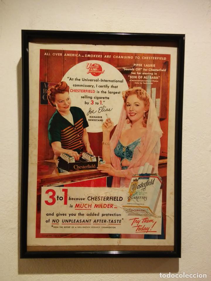 Cin&eacute;ma: ANTIGUO ANUNCIO ENCARTONADO -A4 - PIPER LAURIE - TABACO - VINTAGE ANUNCIO - CHESTERFIELD
