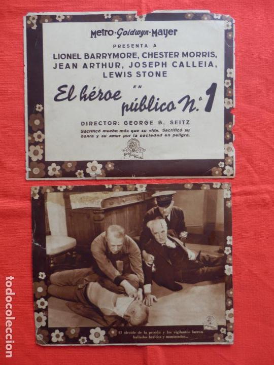 Cine: el heroe publico n&ordm; 1, 2 fotocromos, lionel barrymore, crester morris, mgm