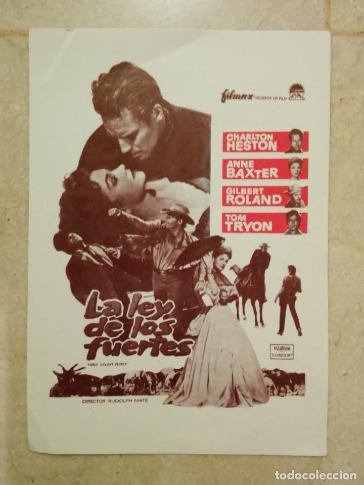 Cine: IMPRESO PAPEL 9*13 - LA LEY DE LOS FUERTES - CHARLTON HESTON - ANNE BAXTER