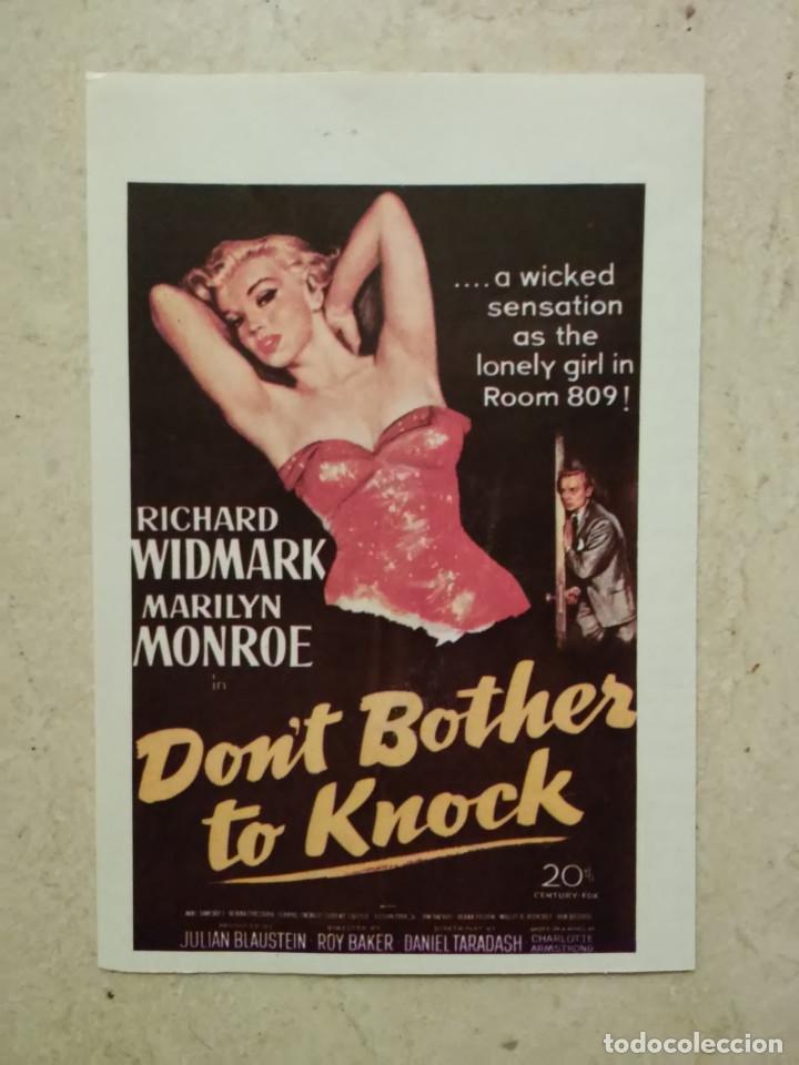Cine: TARJETA PAPEL -9*13 - DON'T BOTHER TO KNOCK- MARILYN MONROE