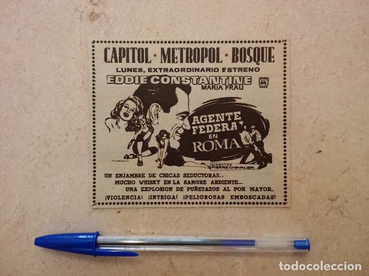 Cine: ANTIGUA TARJETA ACARTONADA - AGENTE FEDERAL EN ROMA - EDDIE CONSTANTINE