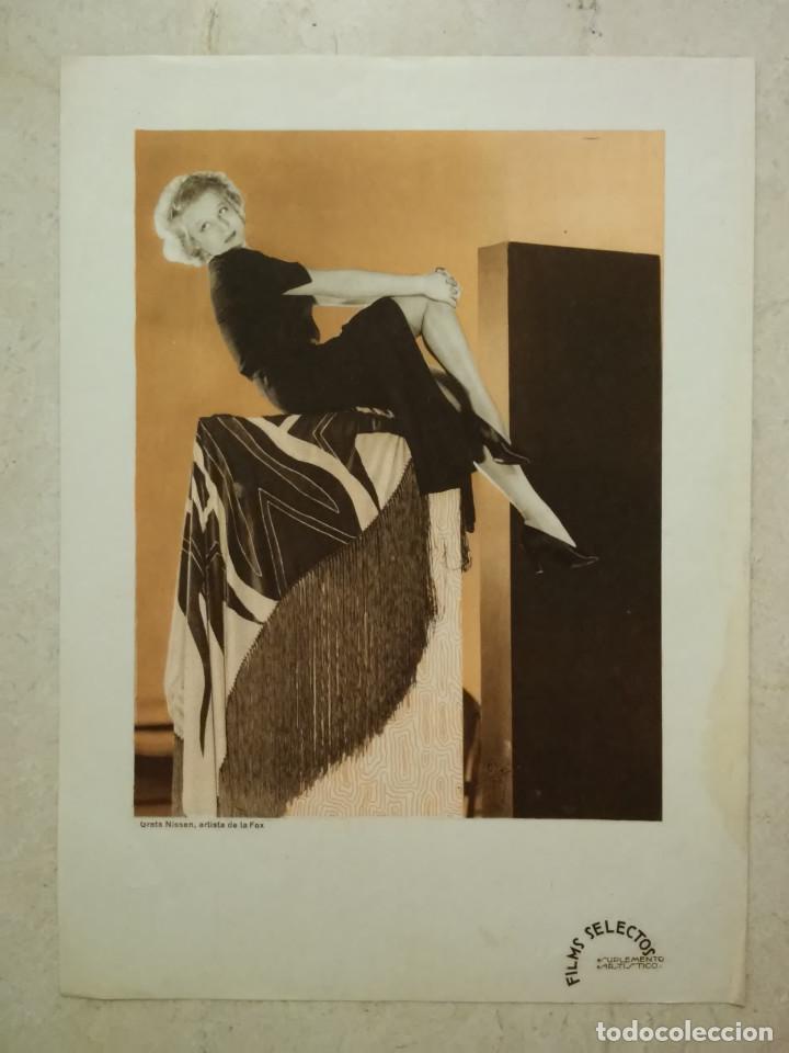 Kino: ANTIGUA LAMINA PAPEL FINO -20*25- GRETA NISSEN - ARTISTA FOX