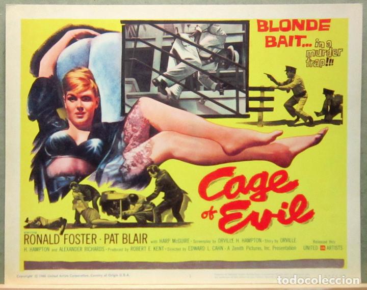 Cine: LCJ 1013 CAGE OF EVIL RONALD FOSTER PAT BLAIR SEXY TITLE LOBBY CARD ORIGINAL AMERICANO