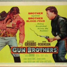 Cine: LCJ 1077 GUN BROTHERS BUSTER CRABBE WESTERN TITLE LOBBY CARD ORIGINAL AMERICANO