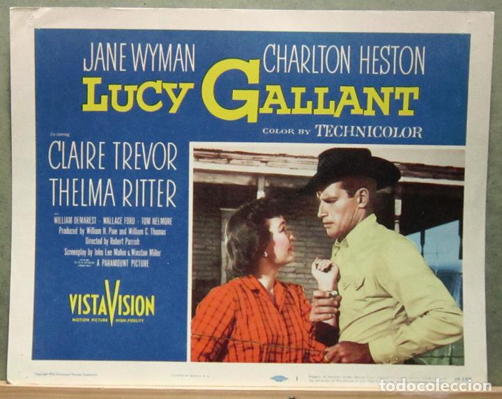 Cine: LCJ 1107 ORGULLO CONTRA ORGULLO CHARLTON HESTON JANE WYMAN LOBBY CARD ORIGINAL AMERICANO