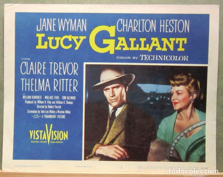 Cine: LCJ 1108 ORGULLO CONTRA ORGULLO CHARLTON HESTON JANE WYMAN LOBBY CARD ORIGINAL AMERICANO