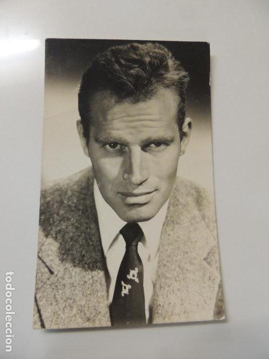 Cine: charlton heston - postal original b/n