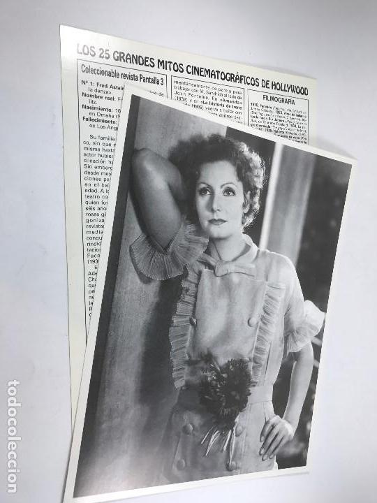 Cine: POSTAL GRAN FORMATO GRETA GARBO (REVISTA PANTALLA 3) CON BIOGRAFIA Y FILMOGRAFIA AL DORSO.