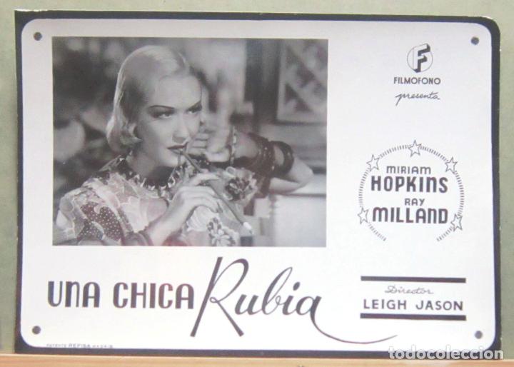 Cine: YH37D UNA CHICA RUBIA MIRIAM HOPKINS FOTOCROMO CARTON ORIGINAL ESTRENO