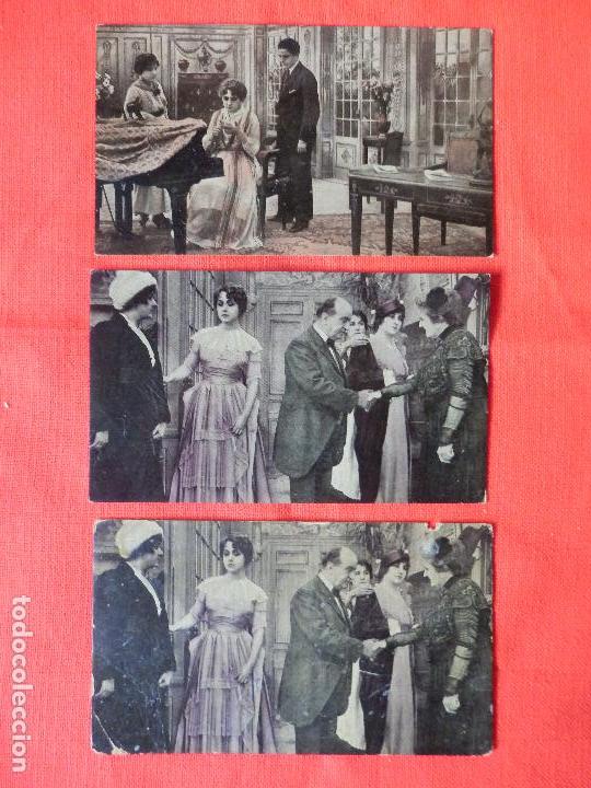 Cine: celos mortales, 3 fotocromos, 1 repetido, n&uacute;m. 1-6-6, cine mudo a&ntilde;os 20