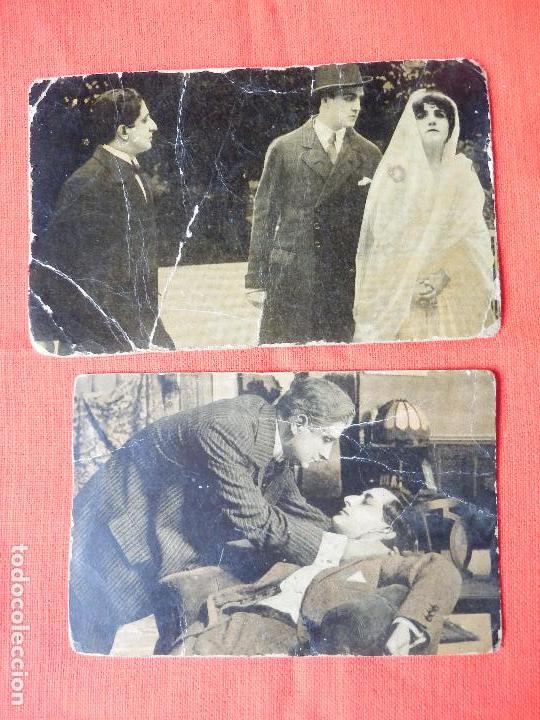Cine: amor que mata, 2 fotocromos cine mudo, Mlle. dauvray, chocolates pi e imperial