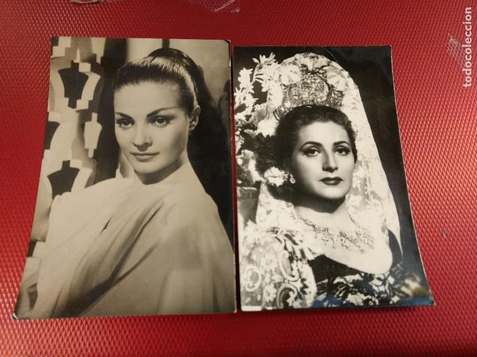 Cine: Dos postales de Carmen Sevilla una de obsquio de Kores carboplan. Sin circular. Sin escribir.