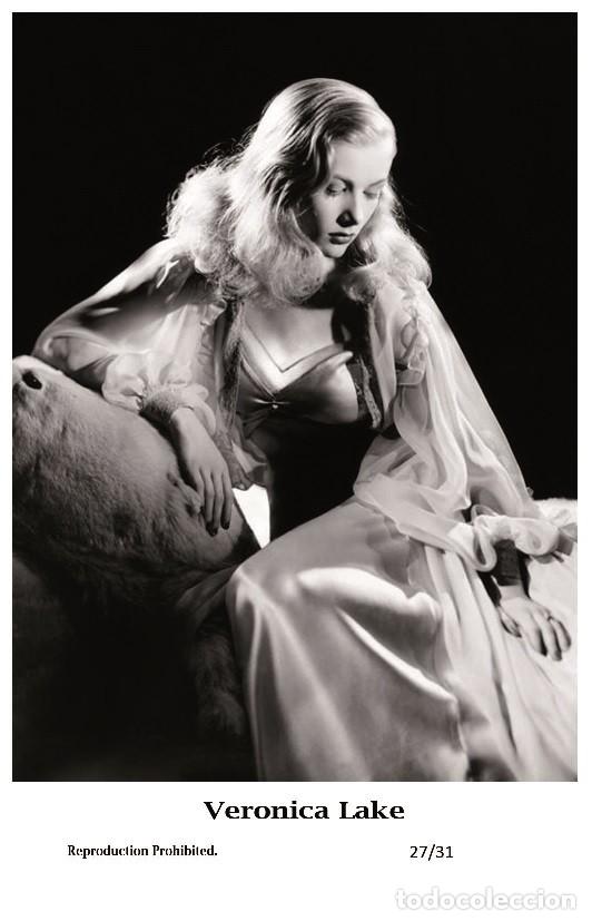 Cine: VERONICA LAKE - Film star Pin Up PHOTO POSTCARD - 27-31 Swiftsure Postcard