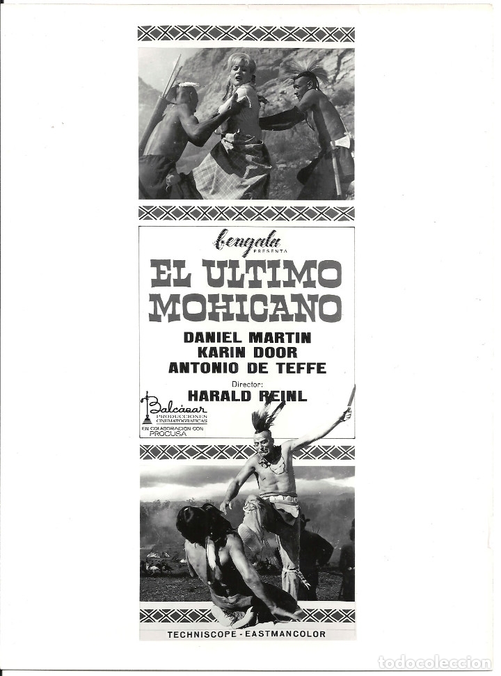 Cine: F28589D EL ULTIMO MOHICANO INDIOS DANIEL MARTIN SPAGHETTI FOTO ORIGINAL B/N ESPA&Ntilde;OLA