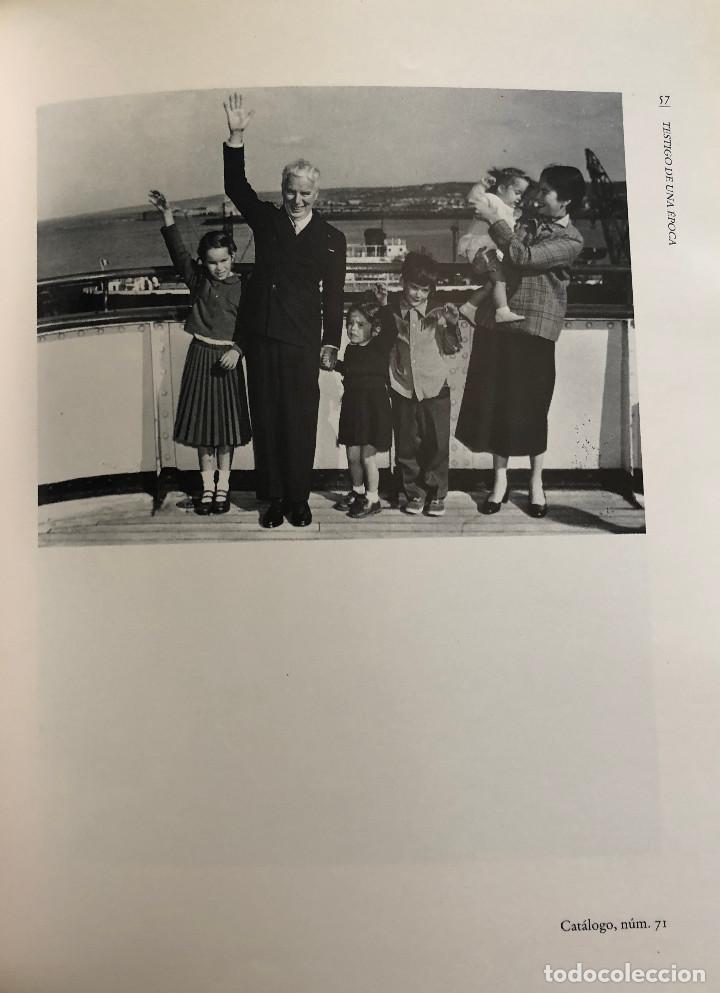 Cine: L&aacute;mina, fotograf&iacute;a art&iacute;stica. Chaplin y familia llegan a Cherburgo, 1952. Papel grueso enmarcable.