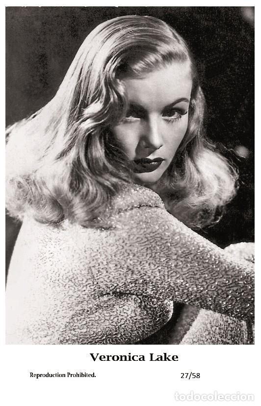Cine: VERONICA LAKE - Film star Pin Up PHOTO POSTCARD - 27-58 Swiftsure Postcard