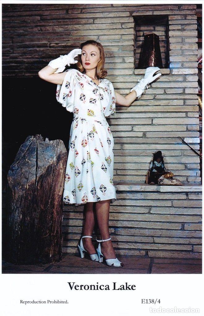 Cine: VERONICA LAKE - Film star Pin Up PHOTO POSTCARD - E138-4 Swiftsure Postcard