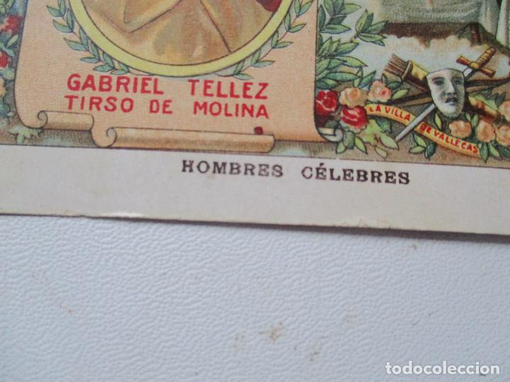 Cinema: ANTIGUO CROMO DE: CHOCOLATE JUNCOSA, S&Eacute;RIE A, N&ordm;. 22-NOMBRES C&Eacute;LEBRES-GABRIEL TELLEZ TIRSO DE MOLINA