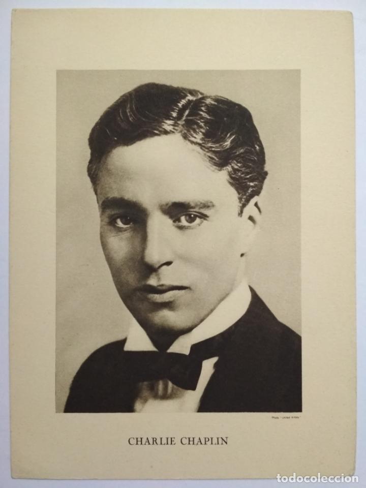 Cine: LOS GRANDES ARTISTAS DEL CINE, BELLEZA MASCULINA - CHARLIE CHAPLIN, A&Ntilde;OS 20, MEDIDAS 14 X 19 CM