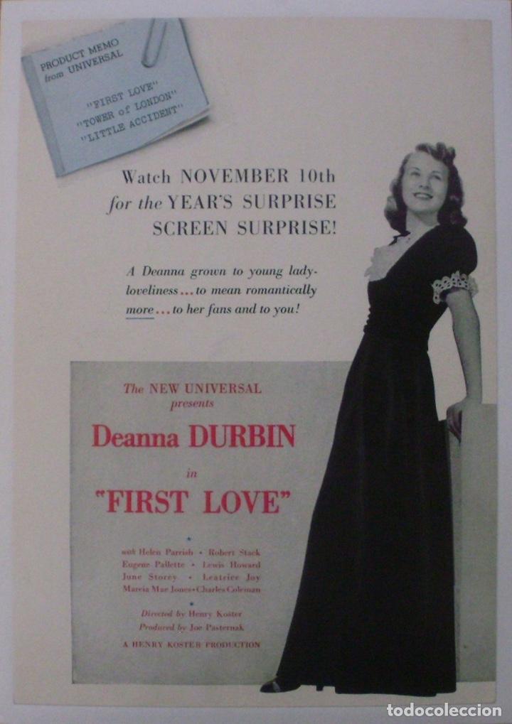 Cinema: FIRST LOVE linen trade ad'39 wonderful full-length image of pretty Deanna Durbin